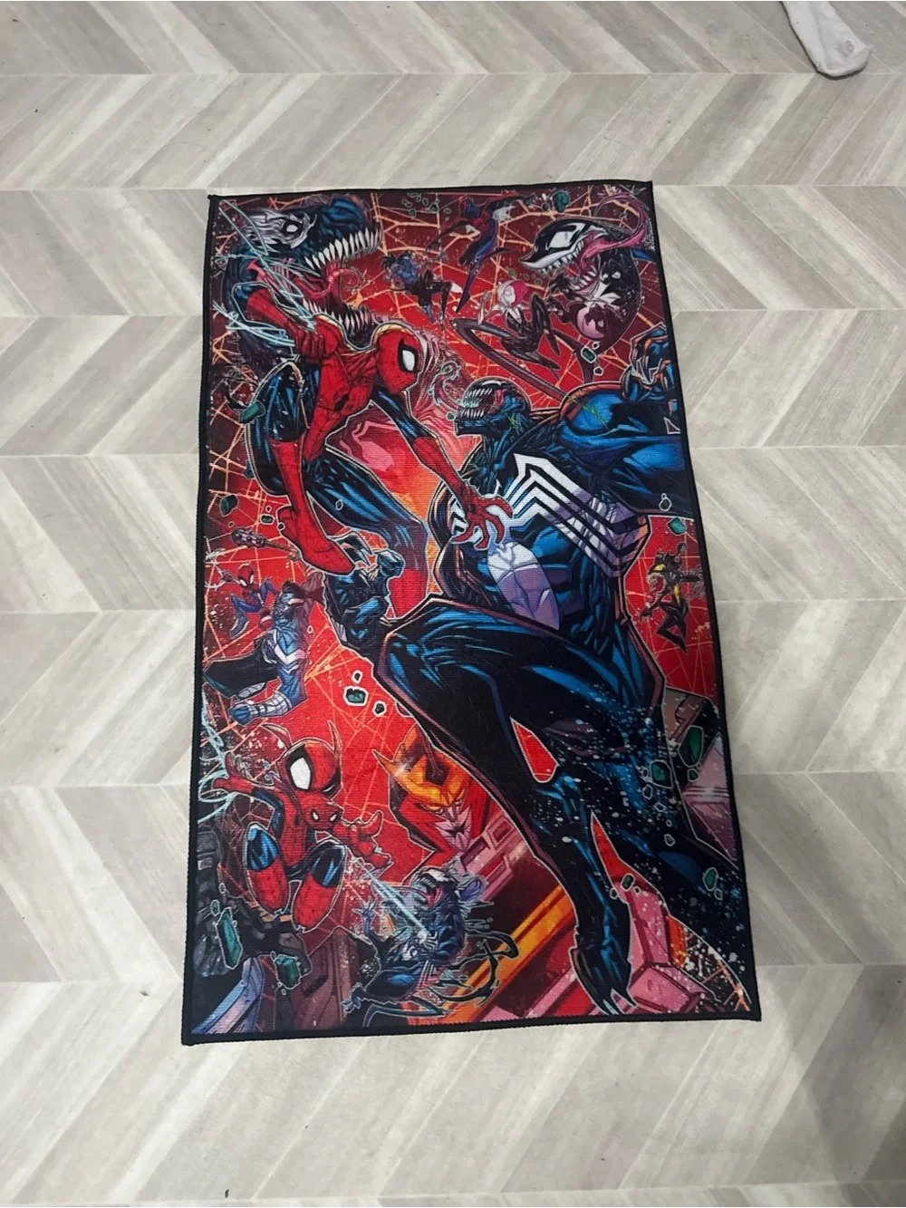 Custom Made Spider-Man and Venom Red RUG/WALL DECOR 32x18